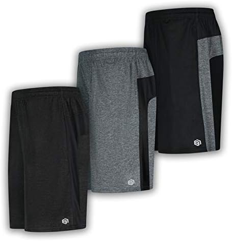 Meninos premium atlético ativo shorts com bolsos - 3 pacote