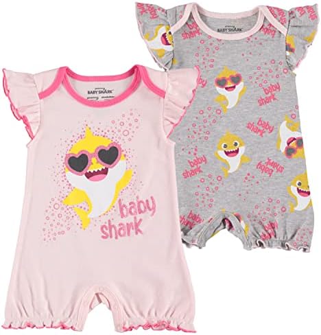 Baby Shark Girls Girls recém -nascidos infantil 2 pacote de pacote Bodysuit de presente de roupa