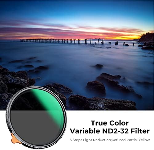 K&F Concept 72mm Variável de cor verdadeira ND2-32 Filtro de lente, filtro de densidade neutra ajustável com 28 revestimentos
