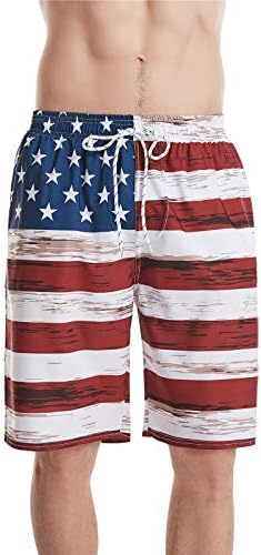 4 de julho de manchar da bandeira patriótica Americana de 4 de julho, roupa de verão com bolsos