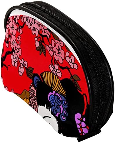 Saco de maquiagem pequeno, organizador cosmético da bolsa com zíper para mulheres e meninas, menina japonesa Blossom