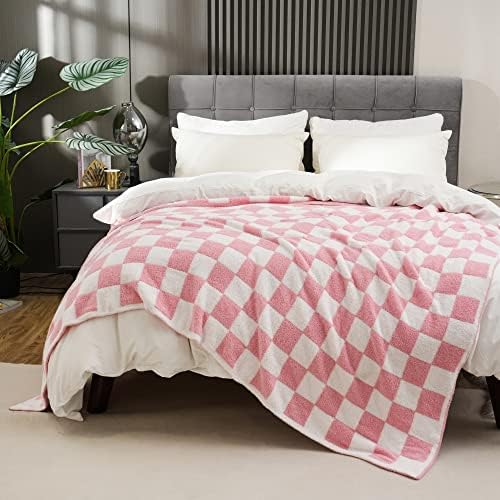 Cobertor de arremesso quadrado Bobertor macio Fuzzy Lightweight quente Decoração estética para sofá, cadeira, sofá, cama