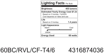 A iluminação GE revela lâmpadas decorativas, luz HD, 60 watts, base de candelabros, diminuição