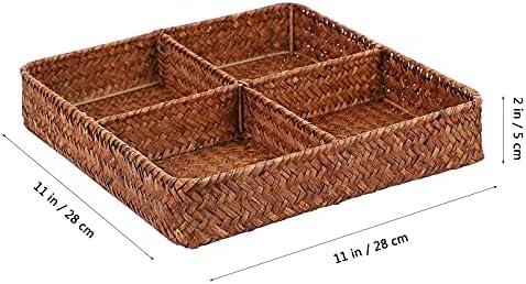 Bandejas de sobremesa Doitool 4- Cestas de vime de seção para prateleiras cestas de armazenamento de ervas marinhas tecidas ladeiras