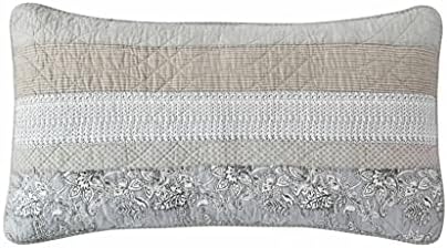 Chezmoi Collection Robyn Robyn Neutro Taupe Taupe cinza branco Floral Hibiscus Flor Tatchwork Settled Quilt Set -