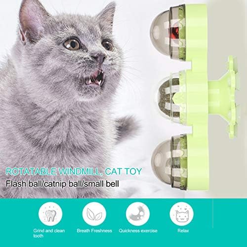 Junlucki Rotatable Cat Toy, Pet Interactive Windmill, Toys de gato, para gatos com bolas de catnip com som interno