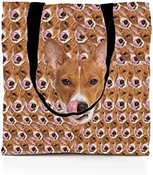 Guglili Dog japonês queixo bolsa de ombro de animais de estimação Faces Cabeças Bola casual para lona de compras escolares Canvas