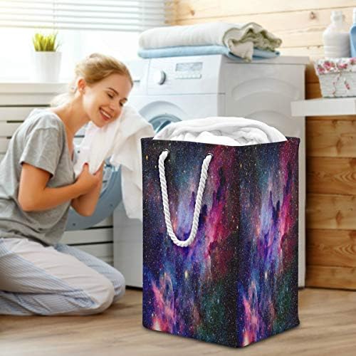 QMXO 75L Nebula Galaxy Space Laundry Horsepsível Roupas grandes Roupas Nylon Saco de cesto de lavanderia com alças estendidas