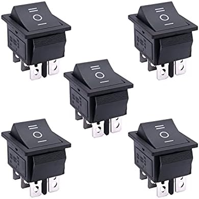 Cnhkau 5pcs AC 250V/16A, 125V/20A Black On/Off/On Dpdt 6 Pin 3 Posição Rocker Switches