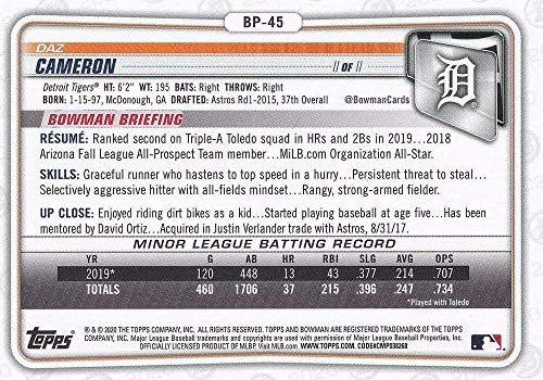 2020 Prospects de Bowman BP-45 DAZ Cameron Detroit Tigers RC ROOKIE MLB Baseball Trading Card
