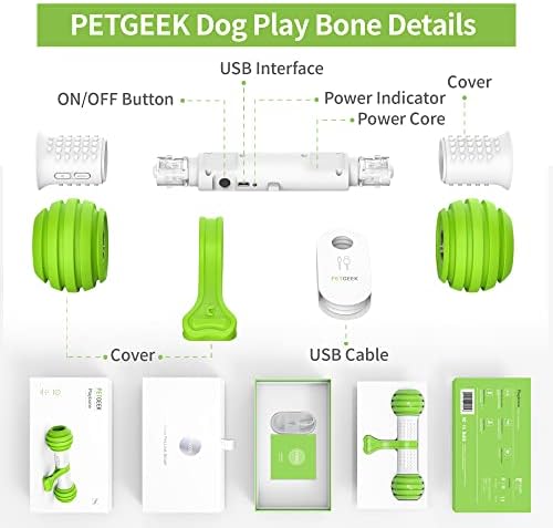 Brinquedos de ossos de cães interativos Petgeek, brinquedos eletrônicos de enriquecimento de cães para perseguir um brinquedo