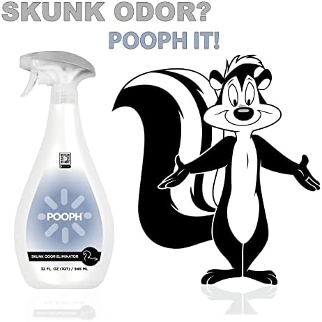 Pooph Skunk Odor Eliminator, Spray de 32 onças - Declarados odores de gambá em uma base molecular de animais de estimação e qualquer