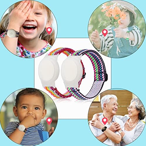 3 Pacote de pulseiras Airtag Para crianças, pulseira de nylon elásticos com suporte para Apple Air Tag, estojo de
