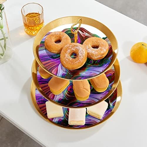 Llnsupply Whirlpool Cupcake de cupcake de 3 camadas Bandeja de serviço - Golden elegante de sobremesas decorativas para a festa
