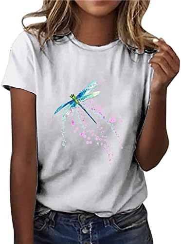 Tops for Women 2023 Round Neck Dragonfly Tirada camise