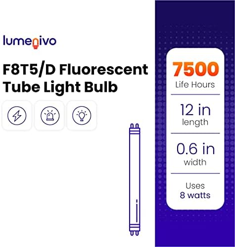lumenivo fl8d bulbo de substituição de 8 watts 12 polegadas lâmpada de tubo fluorescente - f8t5/d com bi -pino em miniatura G5