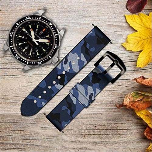 CA0527 CAMO AZUL Blue camuflagem de couro e silicone relógio inteligente Band Strap for Wristwatch smartwatch smart watch size