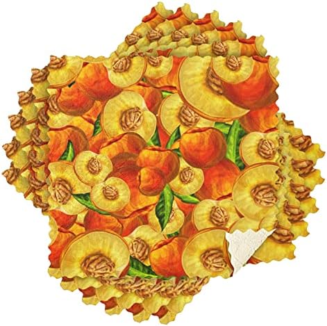 Sinestour Peach Fruit Cozinha panos de prato definido Toalhas laváveis ​​de pratos absorventes de limpeza reutilizáveis