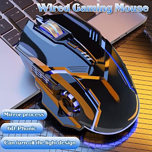 Mouse F7, Roller de metal RGB Backlight Gaming Mouse para PC