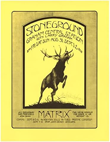 Matrix San Francisco 1973 Handbill Mark Behrens assinado Stoneground Graham Central Station