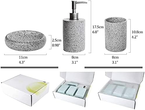 Phonme Fashion Soap Dispenser Conjunto de acessórios de banheiro de 4 peças, conjunto de banheiro simples de resina, inclui dispensador