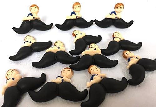 12 menino no bigode chá de bebê favorece as decorações de bolo