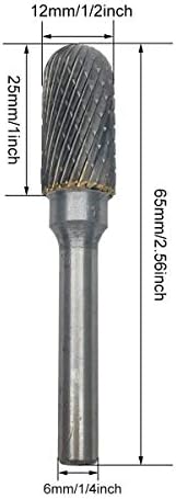 12mm x 25mm de corte de tungstênio cilíndrico de corte duplo Bit com haste de haste de 1/4 , cilindro com formato de nariz de bola