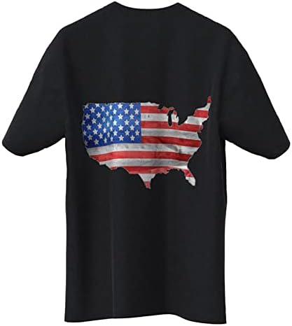 Camisas de trabalho de verão para homens menses gráficas Camiseta casual 3d 4 de julho Padrão de bandeira vintage Manga longa