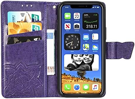Gyhoya Compatível com a capa da carteira para iPhone 12 para mulheres, fólio de couro com estojo de proteção de kickstand magnético