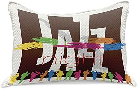 Ambesonne Music Kilt Quilt Proachcover, placa colorida de jazz com várias silhuetas de artistas ilustração em arte retro boho, capa padrão de travesseiro de tamanho queen size para quarto, 30 x 20, multicolor