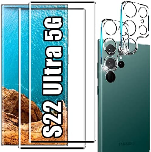 [2+2 pacote] Galaxy S22 Protetor de tela Ultra, vidro temperado de 9h, suporte de impressões digitais ultrassônicas,