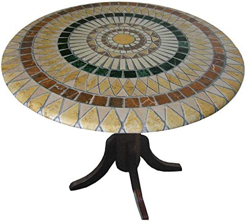 Tanta de mesa de mosaico redonda de 36 polegadas a 48 polegadas de borda elástica ajustada à tampa da mesa de vinil tamcana