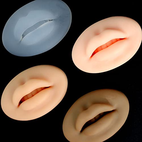 2pcs nude de boca aberta 3D Practice Skin Tattoo Lip Silicone Skin para maquiagem permanente Treinando o manequim labial