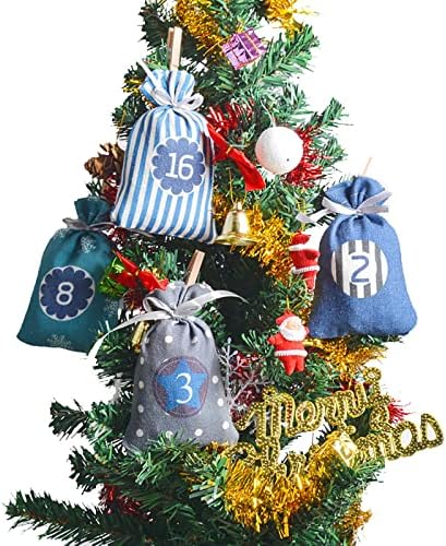Calendário de Natal 2022 para Party Christmas Calendário Reutilizável bolsa de doces para a festa de Natal Mini Ball String