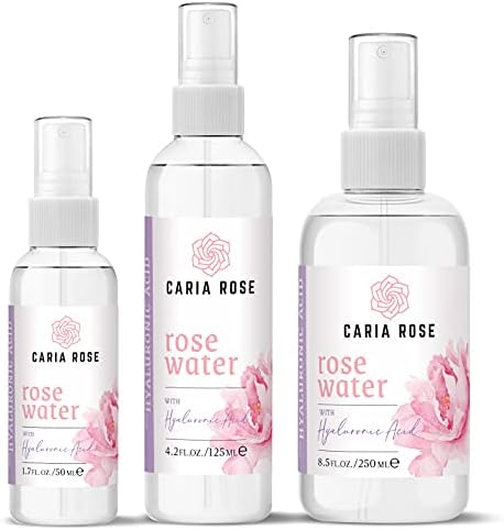 Spray hidratante de água de rosas com ácido hialurônico | Toner facial de água de rosas com ácido hialurônico