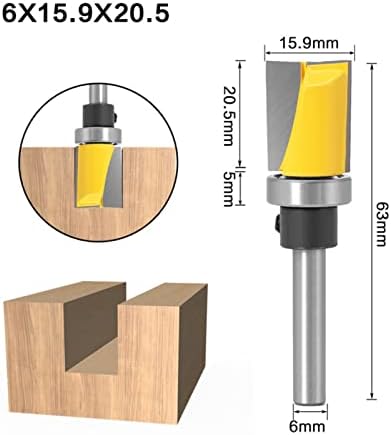 Cortador de moagem de superfície 1 peça haste de 6 mm 90 graus com cortador de madeira de rolamento para madeira de