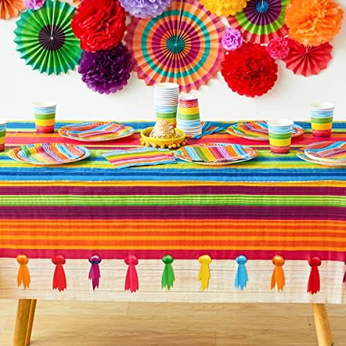 Joyin 4pcs Fiesta tema Party Towloth, Runner de mesa de sera mexicana, Cinco de Mayo Print Plástico Tabela de comprimidos