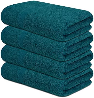Toalhas de banho de algodão textila - toalha de banho grande 27x52 polegadas - pacote de 4 - cor verde verde -azulado -
