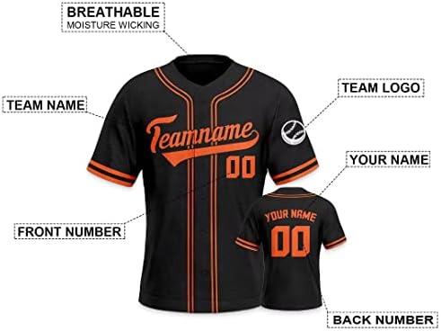 Camisas esportivas de camisetas de beisebol personalizadas fãs peronalizados Número de nome personalizado para homens