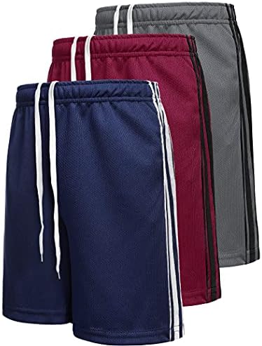 Boyoo Big Boys 3 pacote de pacote atlético shorts shorts de malha seca rápida shorts de basquete ativos com bolsos