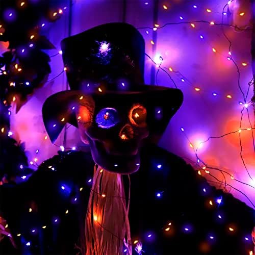 [5pack & timer] Luzes de Halloween Decor Luzes de corda Total 250LED/82 pés Bateria Luzes de fada de cobre com bateria Halloween