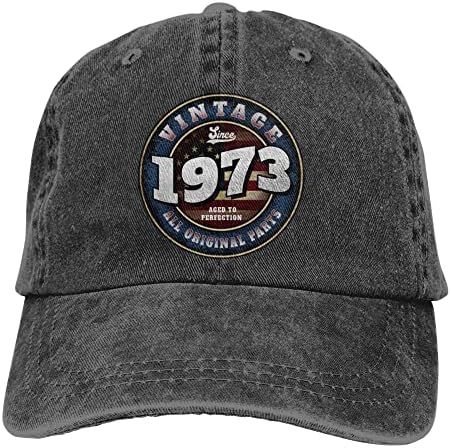 Caps de beisebol vintage 1973 para homens, mulheres, lasado de algodão retro ajustado de 50º aniversário
