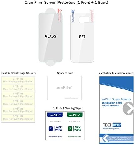 Protetor de tela de vidro da AMFILM para Galaxy S6, vidro temperado, com filme devastado de estimação de cortesia