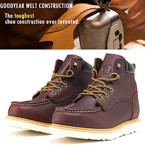 Botas de trabalho de mão de mão para homens, 6 eh botas de trabalho leves e leves, sapatos de trabalho anti-fadiga com sola durável