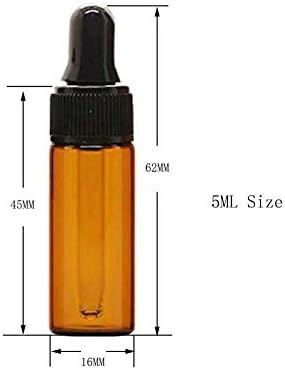 50pcs 5ml vazio de vidro âmbar de vidro âmbar garrafas de óleo essencial perfume Líquido de aromaterapia líquido LONIONAL RECHINES