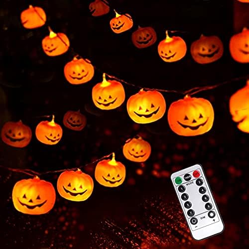 Luzes de corda de Halloween Woochic, luzes de abóbora LED-3D à prova d'água Jack-O-Lantern 20 LENTAS LEITAS LIVRAS DE BATERIA LED,