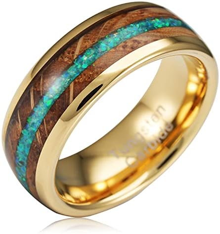 100s jóias 14k anéis de tungstênio de ouro para homens barril de uísque e verde pede promessa de casamento banda de