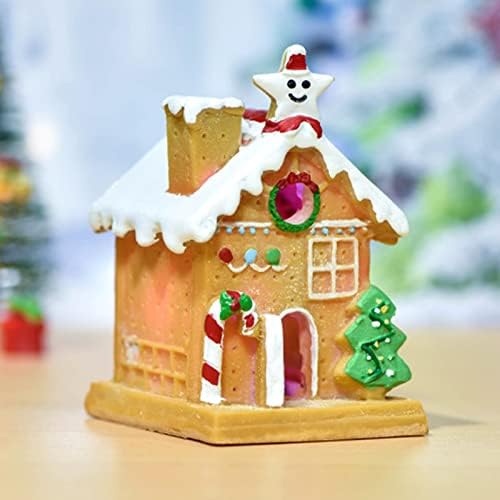 Simulação de Natal de Micro Diy da casa de neve de Natal com casa de resina em miniatura de casa iluminada Desktop pequenos ornamentos