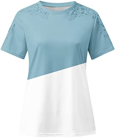 Camiseta feminina para verão 2023 Casual Tampe redondos redondos Hollow Out Hanga Short Slimming Blouse Tops
