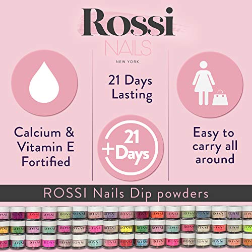 Rossi Nails Glam Dip Powder 0,6 oz | Arte acrílica da manicure de unhas francesas | Inicialmente e profissional | Pó